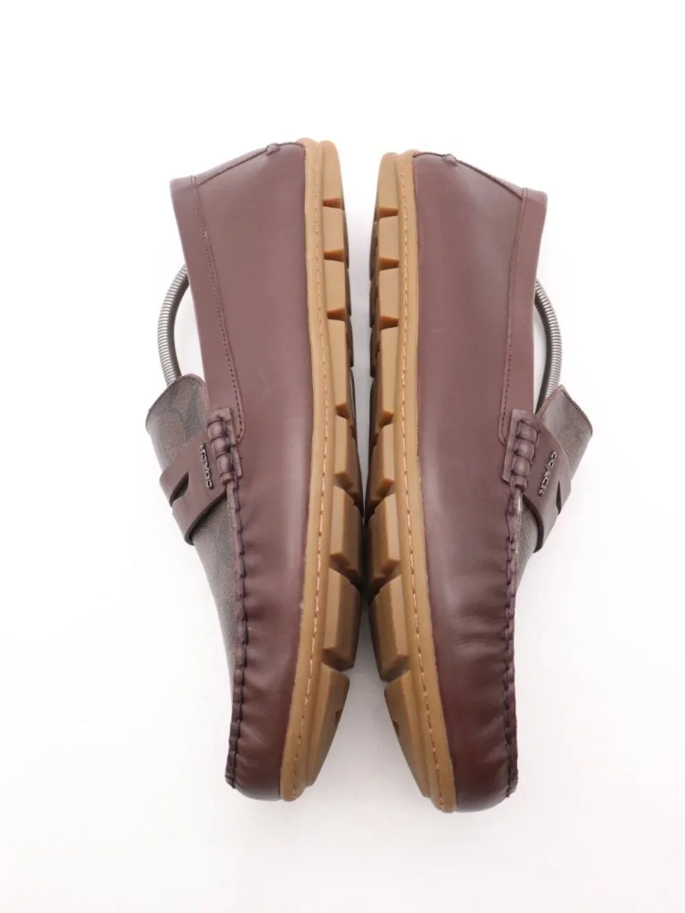 Coach Mott Driver Signature PVC Men's Size 13 D Brown Leather Slip On Loafers
